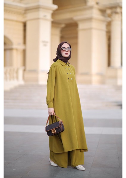 Tesettür Alya Takım Yağ Yeşili