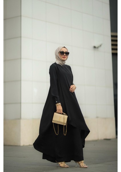 Tesettür Ayrobin Hera Elbise Siyah