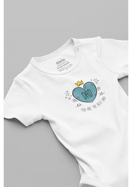 Organik %100 Pamuk Best Dad Baba Baskılı Bebek Body Çıtçıtlı Badi Zıbın Tulum 5676
