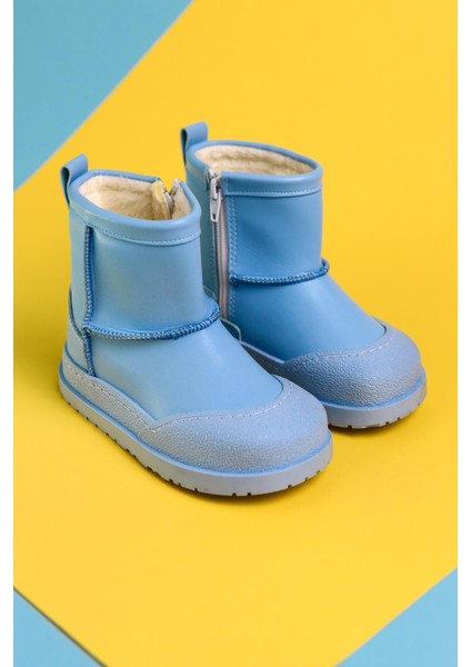 Jasmin Mavi Ters Dikiş Detaylı Içi Kürklü Çocuk Bot modelleri