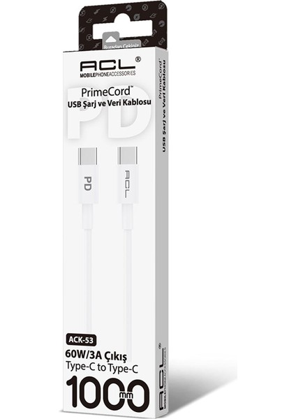 Ack-53 Primecord™ Pd Type-C To Type-C Hızlı Şarj ve Data Kablosu fiyatları