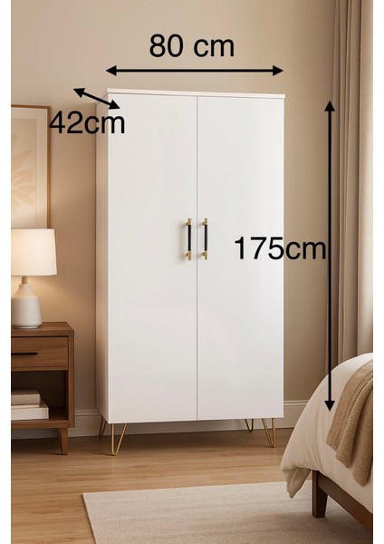 LUX Çok Amaçlı Dolap – Beyaz Parlak Gold Detaylı 2 Kapaklı -Mutfak-Banyo -Elbise Dolabı indirimleri