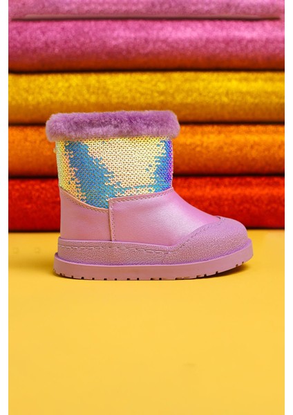 Eleen Lila Pullu Içi Kürklü Bebe Bot