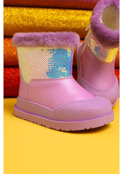 Eleen Lila Pullu Içi Kürklü Bebe Bot fiyatları