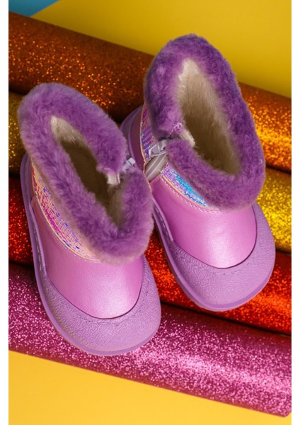 Eleen Lila Pullu Içi Kürklü Bebe Bot modelleri