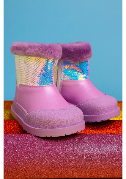 Eleen Lila Pullu Içi Kürklü Bebe Bot fırsatları