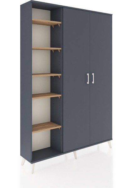 Arges Dolap 7 Raflı 2 Kapaklı Tek Askılı 132X30X195 Antrasit-Antrasit/çam fiyatları