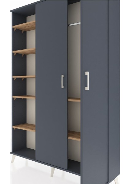 Arges Dolap 7 Raflı 2 Kapaklı Tek Askılı 132X30X195 Antrasit-Antrasit/çam fırsatları