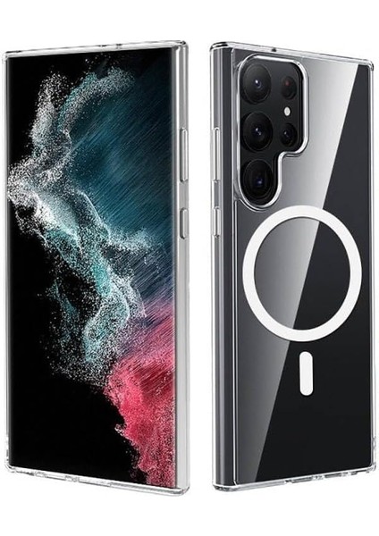 S25 Ultra Ile Uyumlu Şeffaf Manyetik Şarj Kılıfı Darbe Emici Şeffaf Kılıf Kablosuz Şarj Özellikli Kılıf S25 Ultra Silikon Kılıf