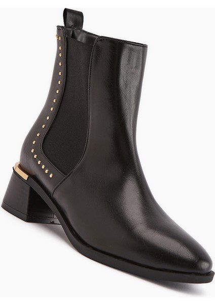 Jane Siyah Lastikli Topuklu Kadın Bot