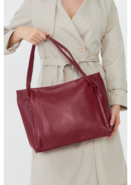 Esmarie Bordo Çift Saplı Salaş Kadın Omuz, Kol ve El Çantası