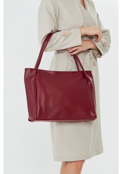 Esmarie Bordo Çift Saplı Salaş Kadın Omuz, Kol ve El Çantası