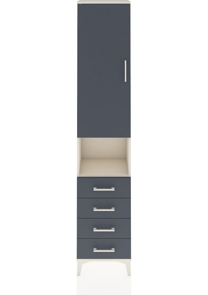 Arges Dolap 4 Raflı 4 Çekmeceli Tek Kapaklı 44X30X221 Aytaşı-Antrasit