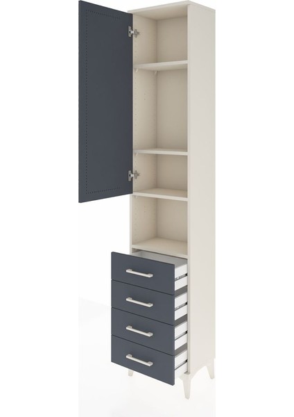 Arges Dolap 4 Raflı 4 Çekmeceli Tek Kapaklı 44X30X221 Aytaşı-Antrasit fırsatları