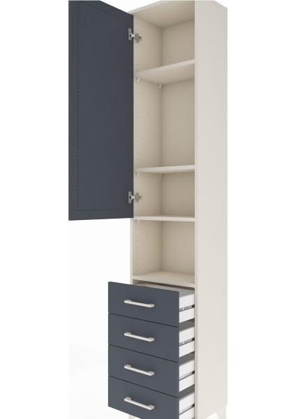 Arges Dolap 4 Raflı 4 Çekmeceli Tek Kapaklı 44X30X221 Aytaşı-Antrasit indirimleri