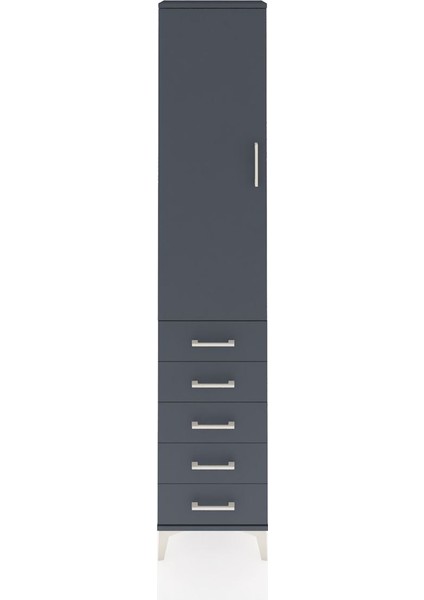 Arges Dolap 2 Raflı 5 Çekmeceli Tek Askılı 44X30X221 Antrasit-Antrasit