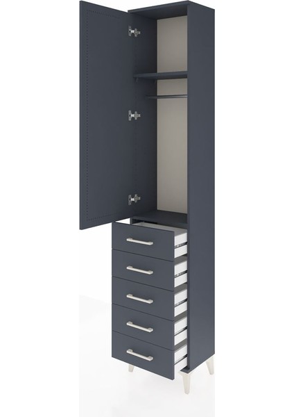 Arges Dolap 2 Raflı 5 Çekmeceli Tek Askılı 44X30X221 Antrasit-Antrasit fırsatları