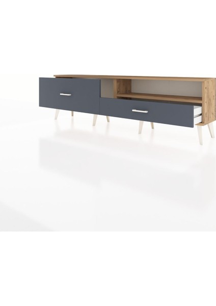 Arges Tv Ünitesi Tek Raflı 2 Çekmeceli 176X30X51 Çam-Çam/antrasit modelleri