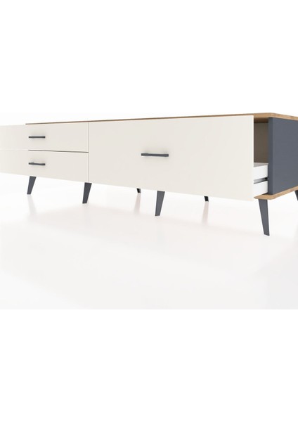 Kronos Tv Ünitesi 3 Çekmeceli 176X59X51 Antrasit-Çam/aytaşı fırsatları