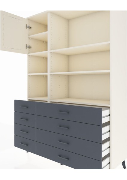 Hyperion Dolap 7 Raflı 8 Çekmeceli Tek Kapaklı 132X44X195 Aytaşı-Aytaşı/antrasit fırsatları