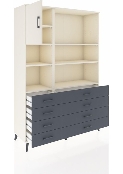 Hyperion Dolap 7 Raflı 8 Çekmeceli Tek Kapaklı 132X44X195 Aytaşı-Aytaşı/antrasit indirimleri