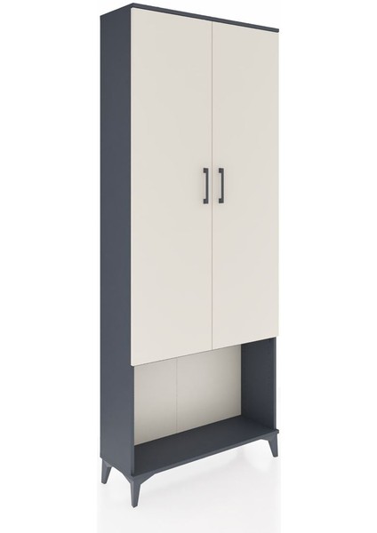 Arges Dolap 2 Raflı 2 Kapaklı Tek Askılı 88X30X221 Antrasit-Aytaşı fiyatları