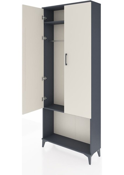 Arges Dolap 2 Raflı 2 Kapaklı Tek Askılı 88X30X221 Antrasit-Aytaşı fırsatları