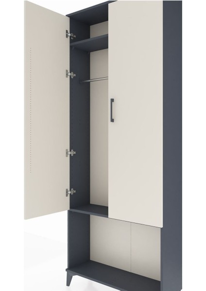 Arges Dolap 2 Raflı 2 Kapaklı Tek Askılı 88X30X221 Antrasit-Aytaşı indirimleri