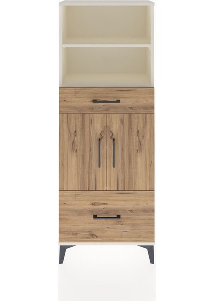 Arges Dolap 4 Raflı 2 Çekmeceli 2 Kapaklı 60X30X163 Aytaşı-Çam