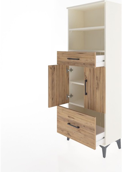 Arges Dolap 4 Raflı 2 Çekmeceli 2 Kapaklı 60X30X163 Aytaşı-Çam fırsatları