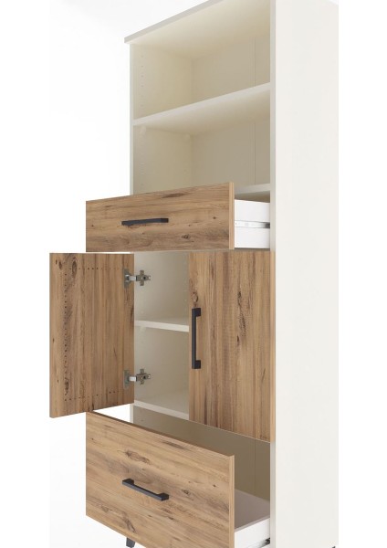 Arges Dolap 4 Raflı 2 Çekmeceli 2 Kapaklı 60X30X163 Aytaşı-Çam indirimleri