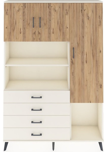 Arges Dolap 8 Raflı 4 Çekmeceli 3 Kapaklı 132X30X195 Aytaşı-Çam/aytaşı