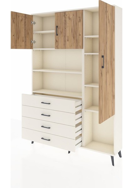 Arges Dolap 8 Raflı 4 Çekmeceli 3 Kapaklı 132X30X195 Aytaşı-Çam/aytaşı modelleri
