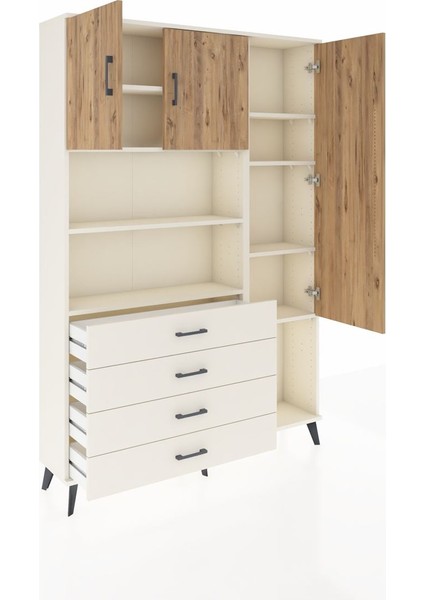 Arges Dolap 8 Raflı 4 Çekmeceli 3 Kapaklı 132X30X195 Aytaşı-Çam/aytaşı indirimleri