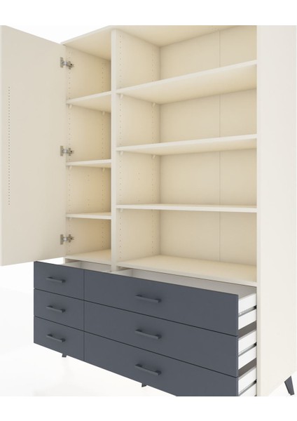 Hyperion Dolap 8 Raflı 6 Çekmeceli Tek Kapaklı 132X44X195 Aytaşı-Aytaşı/antrasit fırsatları