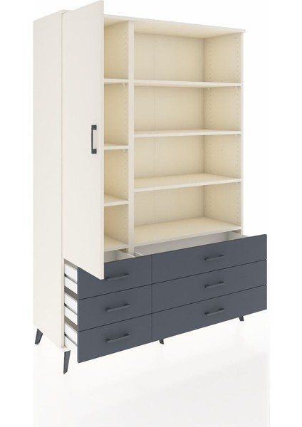 Hyperion Dolap 8 Raflı 6 Çekmeceli Tek Kapaklı 132X44X195 Aytaşı-Aytaşı/antrasit indirimleri