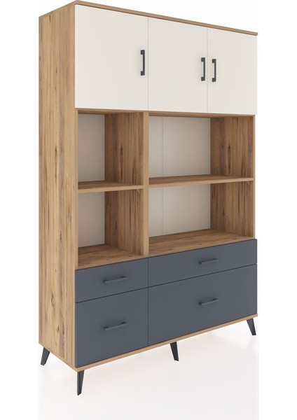 Hyperion Dolap 8 Raflı 4 Çekmeceli 3 Kapaklı 132X44X195 Çam-Aytaşı/antrasit fiyatları
