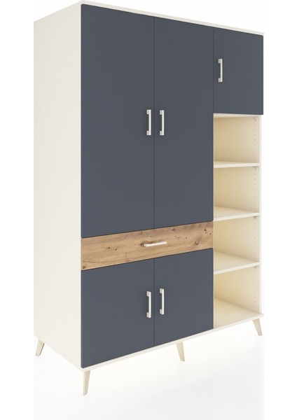 Kronos Dolap 10 Raflı Tek Çekmeceli 5 Kapaklı 132X59X195 Aytaşı-Antrasit/çam fiyatları