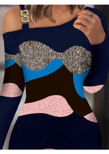 Kadın Uzun Kollu Tek Omuzu Askı Toka Detaylı Kısa Dalgıç Elbise fiyatları