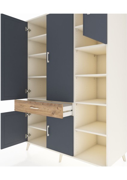 Kronos Dolap 10 Raflı Tek Çekmeceli 5 Kapaklı 132X59X195 Aytaşı-Antrasit/çam fırsatları