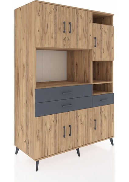 Kronos Dolap 10 Raflı 3 Çekmeceli 6 Kapaklı 132X59X195 Çam-Çam/antrasit fiyatları