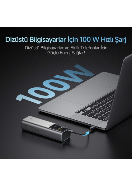 10 Powerbank 10000 Mah 150 W Pd3.1 Süper Hızlı Şarj | 2 Port Taşınabilir Şarj Cihazı – Laptop, Iphone, Samsung U modelleri