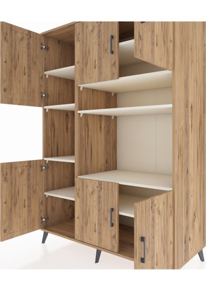 Kronos Dolap 9 Raflı 6 Kapaklı 132X59X195 Çam-Çam/aytaşı fırsatları