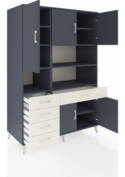 Kronos Dolap 9 Raflı 5 Çekmeceli 5 Kapaklı 132X59X195 Antrasit-Antrasit/aytaşı indirimleri