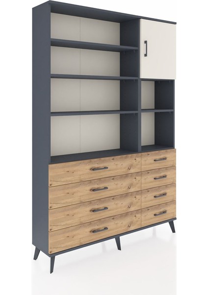 Arges Dolap 8 Raflı 8 Çekmeceli Tek Kapaklı 132X30X195 Antrasit-Aytaşı/çam fiyatları