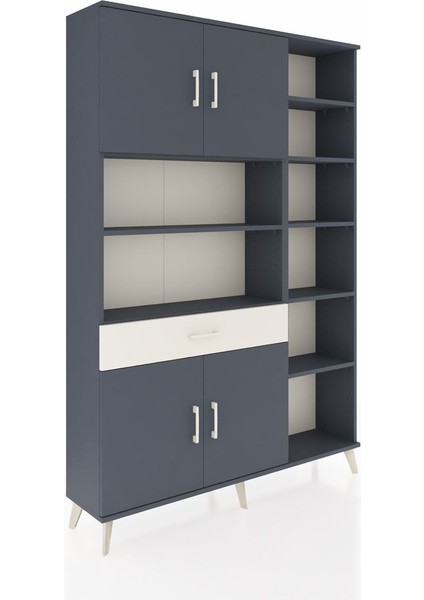 Arges Dolap 10 Raflı Tek Çekmeceli 4 Kapaklı 132X30X195 Antrasit-Antrasit/aytaşı fiyatları