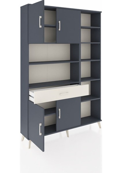 Arges Dolap 10 Raflı Tek Çekmeceli 4 Kapaklı 132X30X195 Antrasit-Antrasit/aytaşı indirimleri