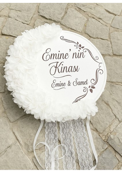 Isme Özel Deri Tef Kına Tefi Lazer Gül Süslenmiş Gelin Tefi 30 cm Vurmalı Çalgı Müzik Aleti Def Beyaz