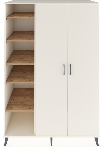 Kronos Dolap 7 Raflı 2 Kapaklı Tek Askılı 132X59X195 Aytaşı-Aytaşı/çam