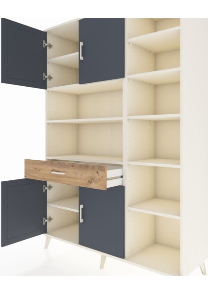 Hyperion Dolap 10 Raflı Tek Çekmeceli 4 Kapaklı 132X44X195 Aytaşı-Antrasit/çam fırsatları